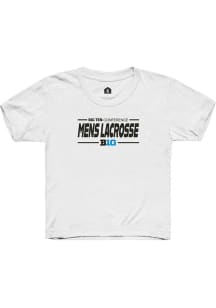 Rally Big Ten Youth White Mens Lacrosse Short Sleeve T-Shirt