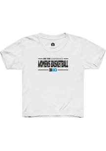 Rally Big Ten Youth White Womens Basketball Short Sleeve T-Shirt