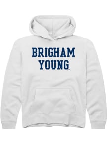 Rally BYU Cougars Youth White Straight Block Long Sleeve Hoodie