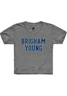 Rally BYU Cougars Youth Grey Straight Block Short Sleeve T-Shirt