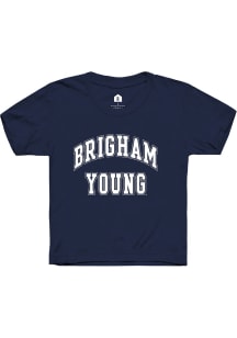 Rally BYU Cougars Youth Navy Blue Arch Stack Short Sleeve T-Shirt