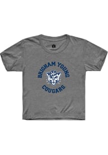 Rally BYU Cougars Youth Grey Circle Short Sleeve T-Shirt