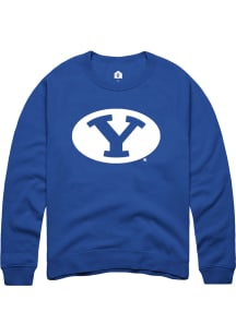 Rally BYU Cougars Mens Blue Primary Logo Long Sleeve Crew Sweatshirt