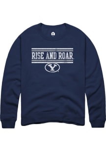 Rally BYU Cougars Mens Navy Blue Chant Bars Long Sleeve Crew Sweatshirt