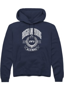 Rally BYU Cougars Mens Navy Blue Alumni Wreath Long Sleeve Hoodie