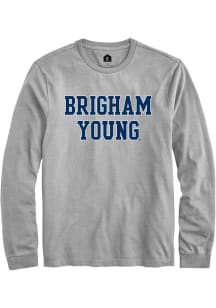 Rally BYU Cougars Grey Straight Block Long Sleeve T Shirt