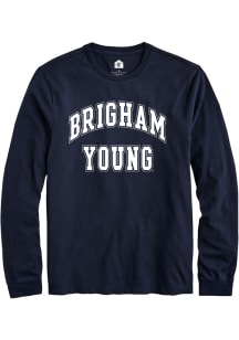 Rally BYU Cougars Navy Blue Arch Stack Long Sleeve T Shirt