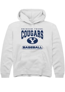 Rally BYU Cougars Youth White Baseball Long Sleeve Hoodie