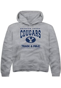 Rally BYU Cougars Youth Grey Track and Field Long Sleeve Hoodie