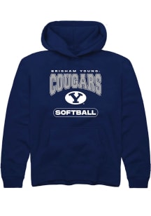Rally BYU Cougars Youth Navy Blue Softball Long Sleeve Hoodie