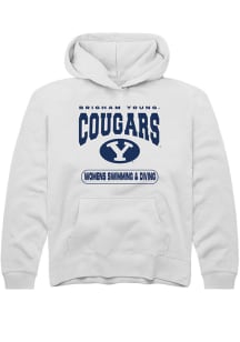 Rally BYU Cougars Youth White Womens Swimming and Diving Long Sleeve Hoodie