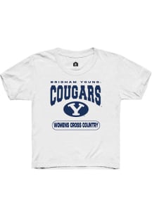 Rally BYU Cougars Youth White Womens Cross Country Short Sleeve T-Shirt