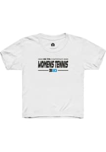 Rally Big Ten Youth White Womens Tennis Short Sleeve T-Shirt