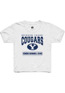 Rally BYU Cougars Youth White Womens Swimming and Diving Short Sleeve T-Shirt