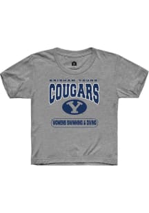 Rally BYU Cougars Youth Grey Womens Swimming and Diving Short Sleeve T-Shirt