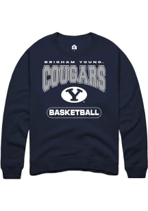 Rally BYU Cougars Mens Navy Blue Basketball Long Sleeve Crew Sweatshirt
