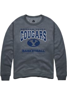 Rally BYU Cougars Mens Charcoal Basketball Long Sleeve Crew Sweatshirt