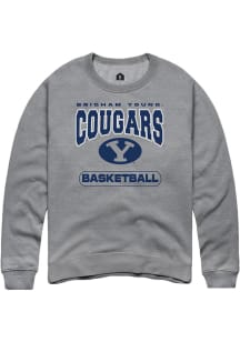 Rally BYU Cougars Mens Grey Basketball Long Sleeve Crew Sweatshirt