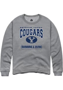 Rally BYU Cougars Mens Grey Swimming and Diving Long Sleeve Crew Sweatshirt