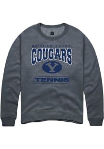 Rally BYU Cougars Mens Charcoal Tennis Long Sleeve Crew Sweatshirt
