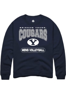 Rally BYU Cougars Mens Navy Blue Mens Volleyball Long Sleeve Crew Sweatshirt