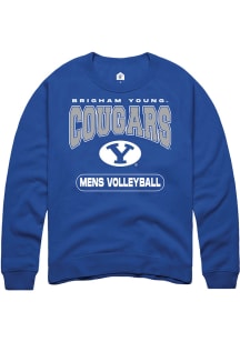Rally BYU Cougars Mens Blue Mens Volleyball Long Sleeve Crew Sweatshirt
