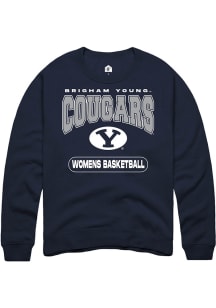 Rally BYU Cougars Mens Navy Blue Womens Basketball Long Sleeve Crew Sweatshirt