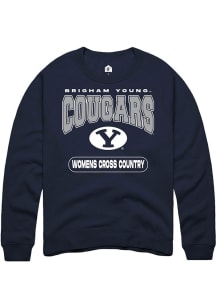 Rally BYU Cougars Mens Navy Blue Womens Cross Country Long Sleeve Crew Sweatshirt