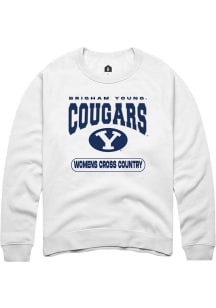Rally BYU Cougars Mens White Womens Cross Country Long Sleeve Crew Sweatshirt
