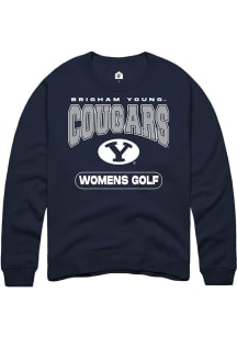 Rally BYU Cougars Mens Navy Blue Womens Golf Long Sleeve Crew Sweatshirt