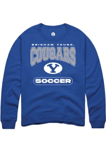 Rally BYU Cougars Mens Blue Soccer Long Sleeve Crew Sweatshirt