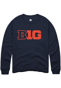 Rally Big Ten Mens Orange Primary Logo Long Sleeve Crew Sweatshirt