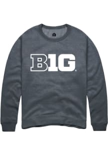 Rally Big Ten Mens Charcoal Primary Logo Long Sleeve Crew Sweatshirt