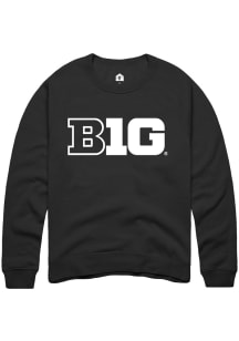 Rally Big Ten Mens Black Primary Logo Long Sleeve Crew Sweatshirt