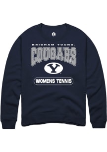 Rally BYU Cougars Mens Navy Blue Womens Tennis Long Sleeve Crew Sweatshirt