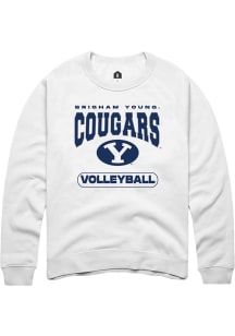 Rally BYU Cougars Mens White Volleyball Long Sleeve Crew Sweatshirt