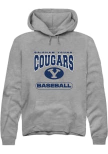 Rally BYU Cougars Mens Grey Baseball Long Sleeve Hoodie