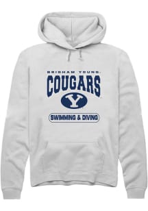 Rally BYU Cougars Mens White Swimming and Diving Long Sleeve Hoodie