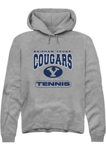 Rally BYU Cougars Mens Grey Tennis Long Sleeve Hoodie