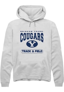 Rally BYU Cougars Mens White Track and Field Long Sleeve Hoodie