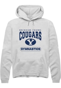 Rally BYU Cougars Mens White Gymnastics Long Sleeve Hoodie