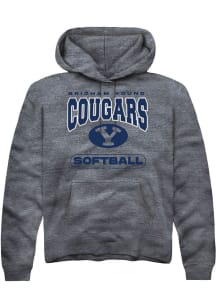 Rally BYU Cougars Mens Charcoal Softball Long Sleeve Hoodie