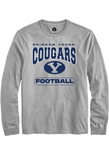 Rally BYU Cougars Grey Football Long Sleeve T Shirt