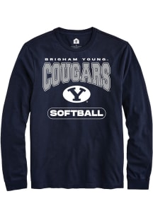 Rally BYU Cougars Navy Blue Softball Long Sleeve T Shirt