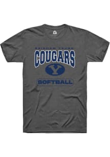 Rally BYU Cougars Charcoal Softball Short Sleeve T Shirt