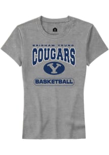 Rally BYU Cougars Womens Grey Basketball Short Sleeve T-Shirt