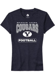 Rally BYU Cougars Womens Navy Blue Football Short Sleeve T-Shirt
