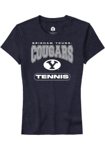 Rally BYU Cougars Womens Navy Blue Tennis Short Sleeve T-Shirt