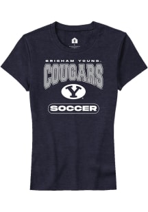 Rally BYU Cougars Womens Navy Blue Soccer Short Sleeve T-Shirt