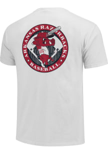 Arkansas Razorbacks White Batting Ribby Short Sleeve T Shirt